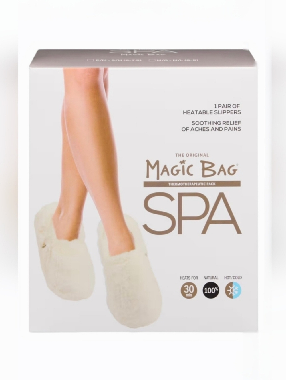 Magic Bag SPA Ivory Plush Heatable Slippers, Size S/M 6-7.5 ~ NWT